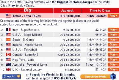 Lotto Tickets from 50 countries around the world
